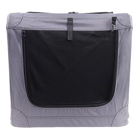 Vibrant Life Dog Crate, Foldable, Soft Sided, Breathable Mesh, 3 Zippered Doors, Gray, 36"