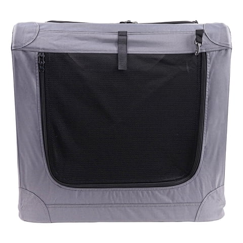 Vibrant Life Dog Crate, Foldable, Soft Sided, Breathable Mesh, 3 Zippered Doors, Gray, 36"