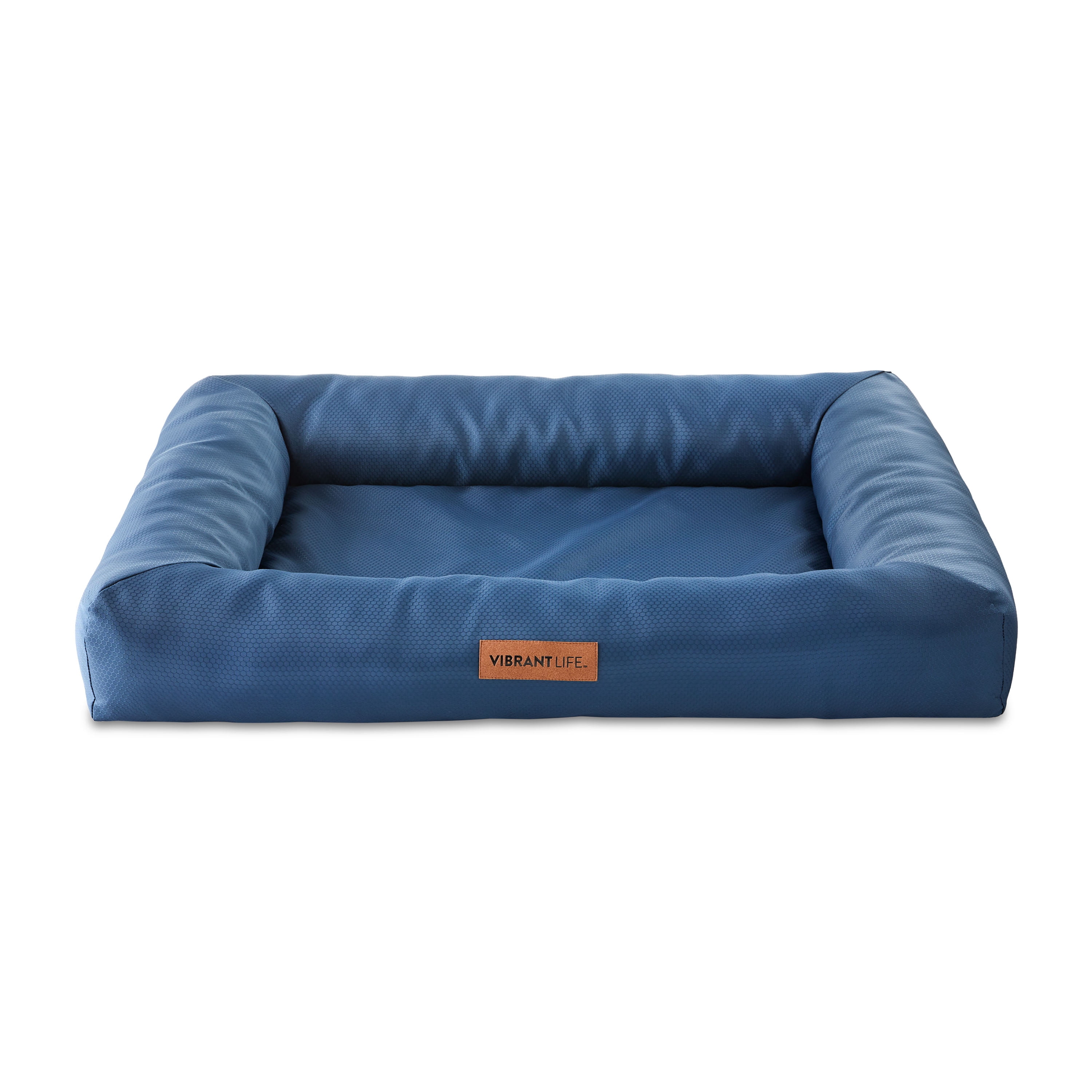 Vibrant Life Bed for Dogs, Bolster, Durable, Machine Washable Cover, Blue, 36" x 27"