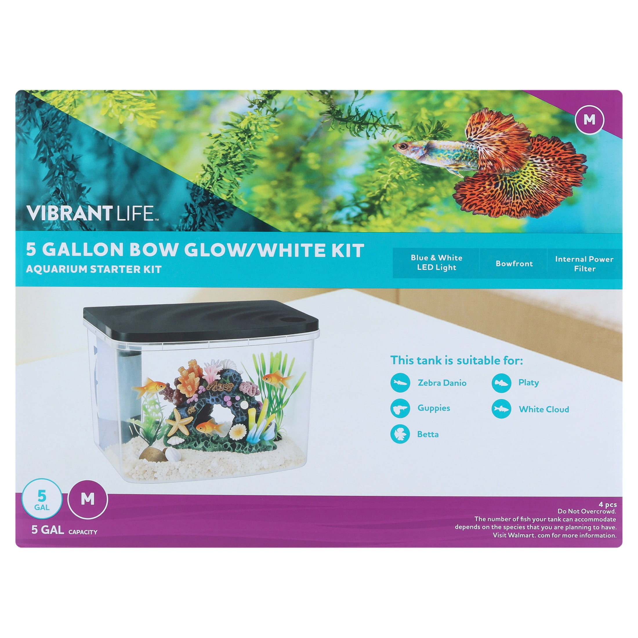 Vibrant Life 5-Gallon Bow-Front Glow/White Aquarium Starter Kit