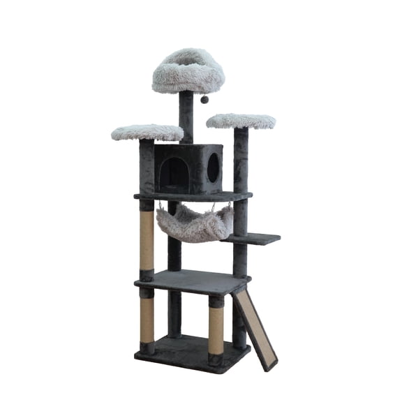 Vibrant Life Large 8-Level 73" Cat Tree with Condo, Hammock and Scratching Posts, Dark Gray
