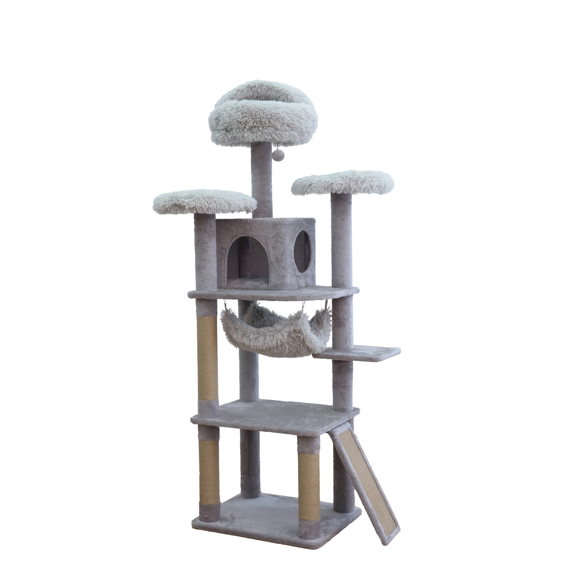 Vibrant Life Large 8-Level 73" Cat Tree with Condo, Hammock and Scratching Posts, Light Gray