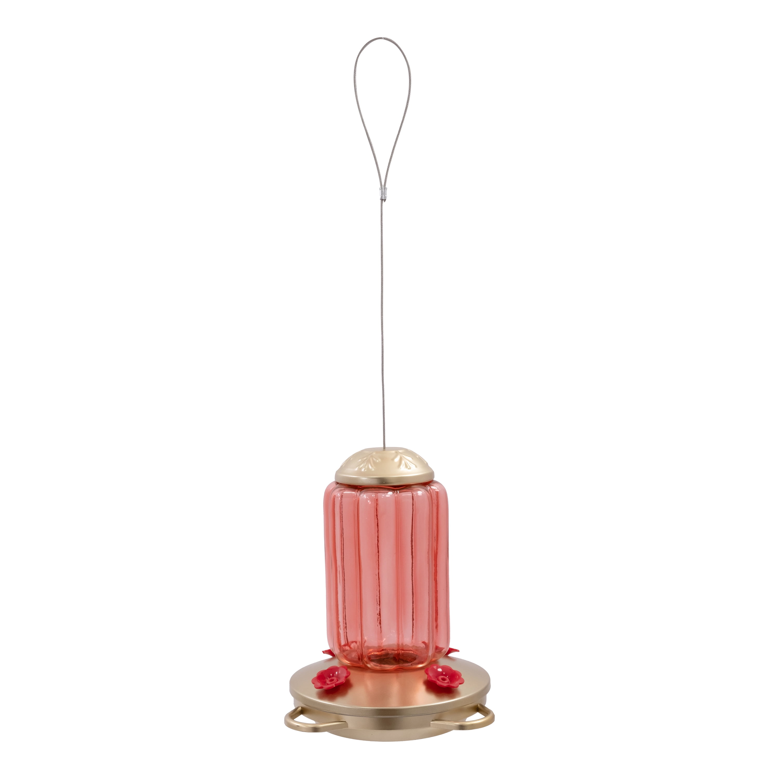 Vibrant Life Pink Glass Antique Hummingbird Feeder, 32 oz