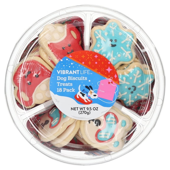 Vibrant Life Holiday Winter Ski Crunchy Biscuit Treats for Dogs, Peanut Butter, 9.5 oz, 18 Count