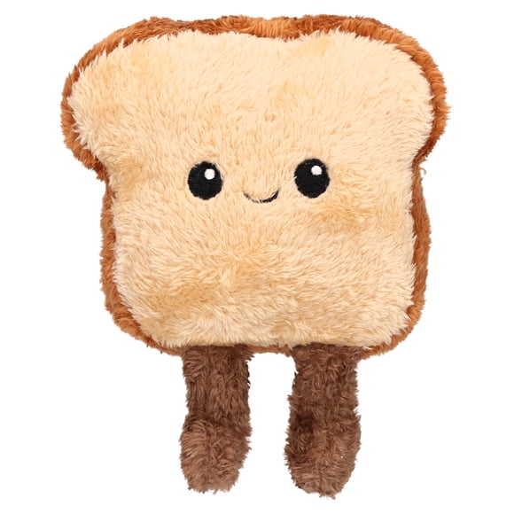 Vibrant Life Brown Toast Plush Dog Toy with Squeaker, Chew Level 1