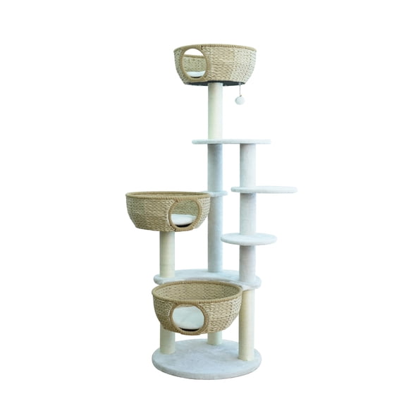 Vibrant Life Large 6-Level 67" Baskets Cat Tree, Beige
