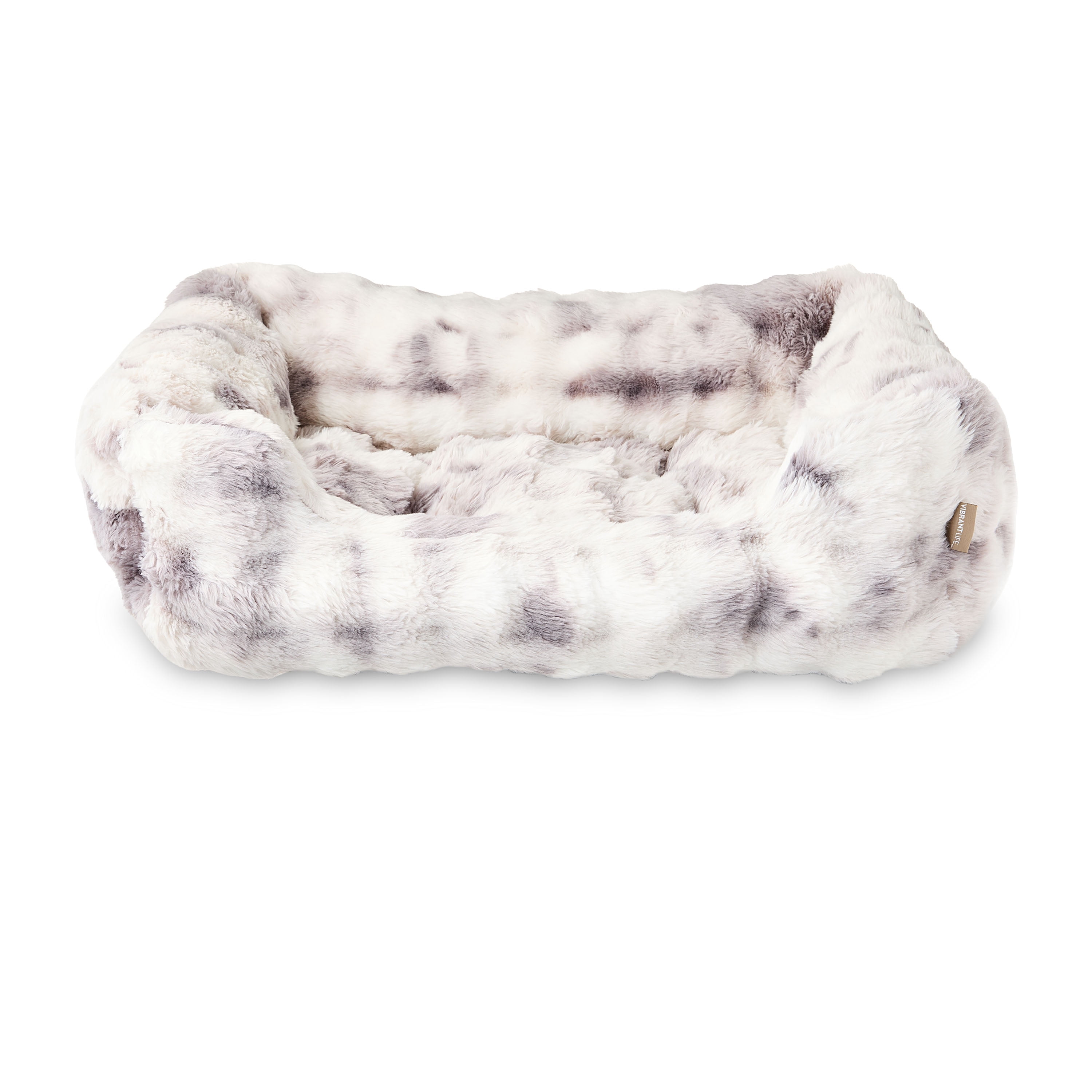 Vibrant Life Large Bubble Faux Fur Orthopedic Cuddler Pet Bed, Black and White, 30" x 27"