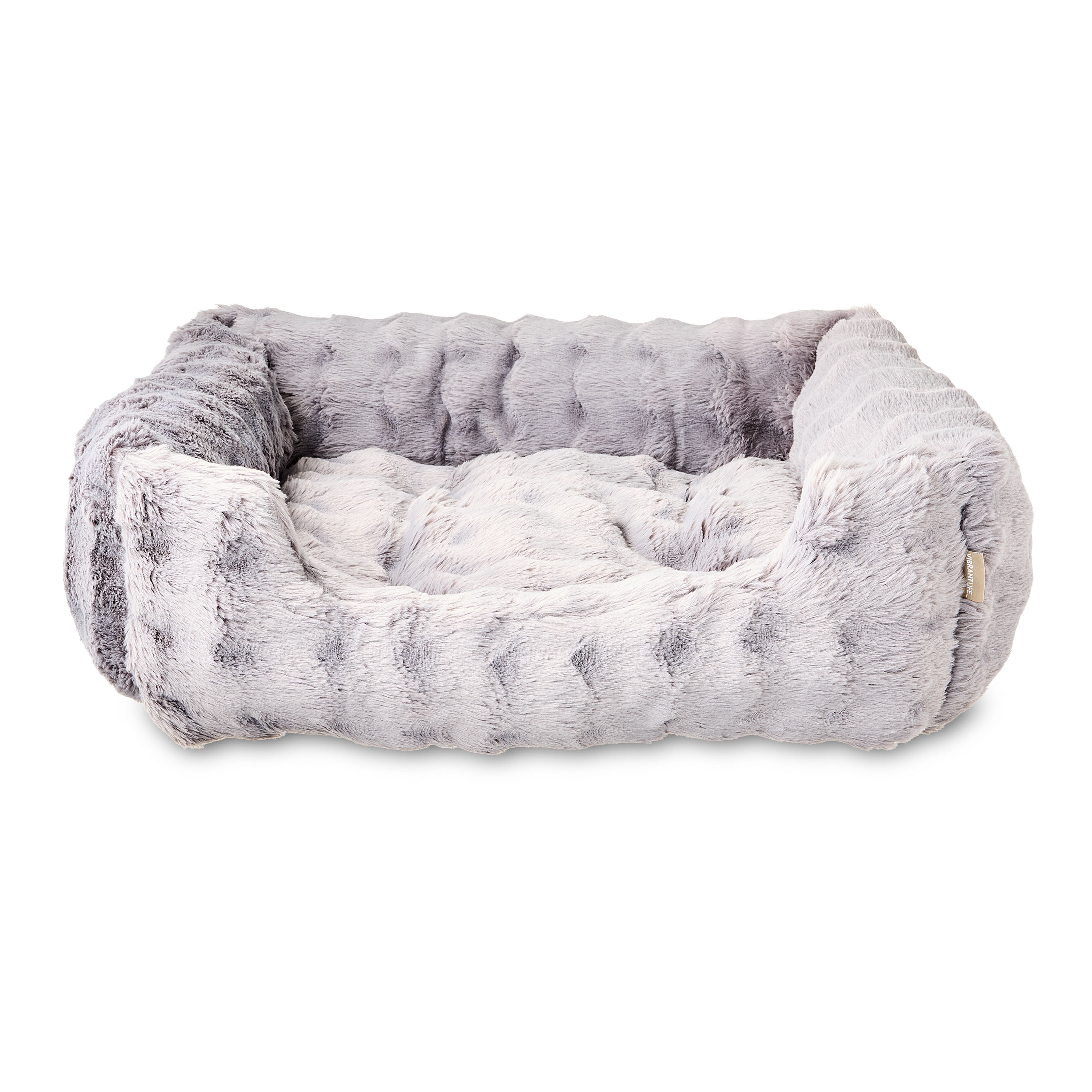 Vibrant Life Large Bubble Faux Fur Orthopedic Cuddler Pet Bed, Gray, 30" x 27"