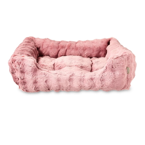 Vibrant Life Large Bubble Faux Fur Orthopedic Cuddler Pet Bed, Pink, 30" x 27"