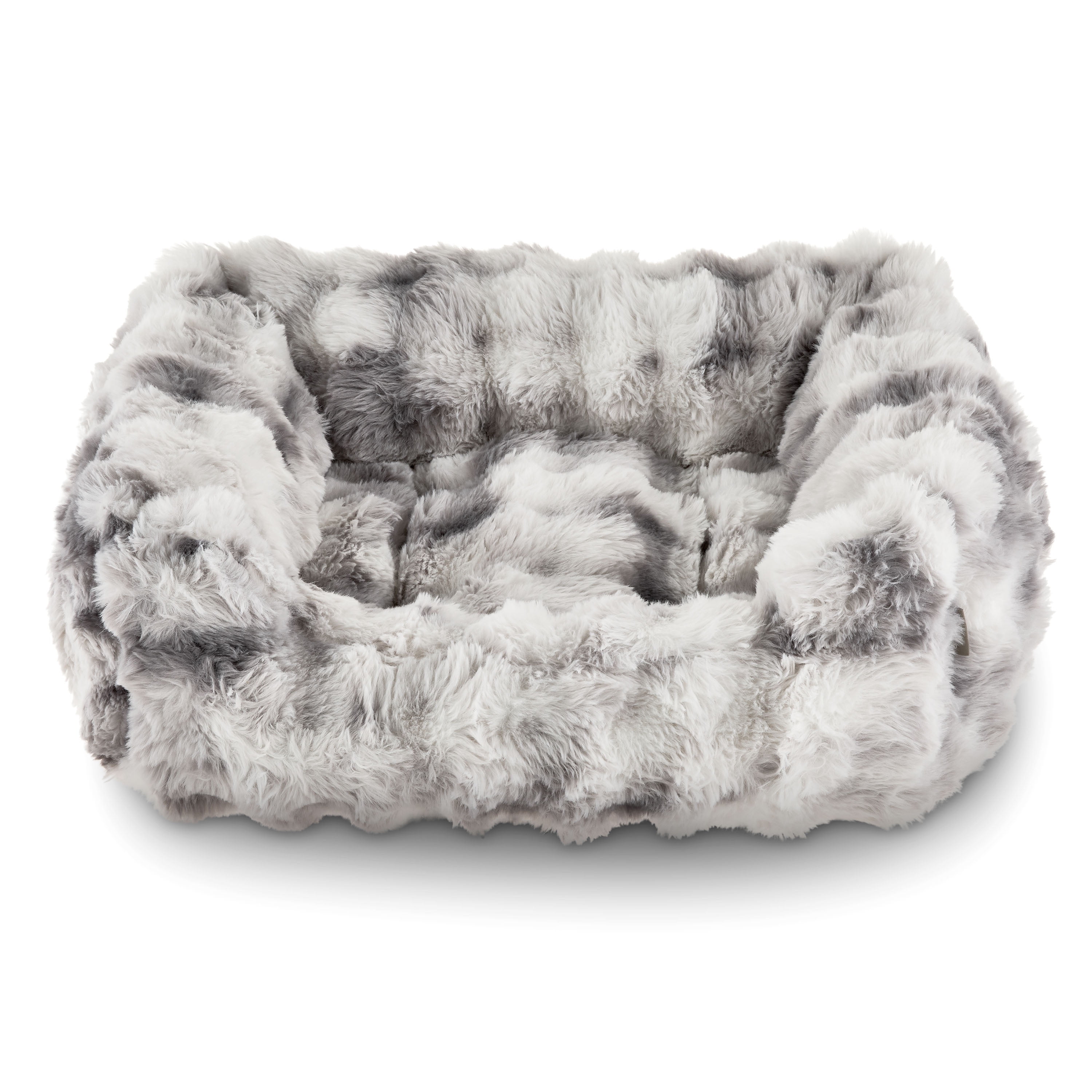 Vibrant Life Medium Bubble Faux Fur Orthopedic Cuddler Dog Bed, Black and White, 24" x 20"