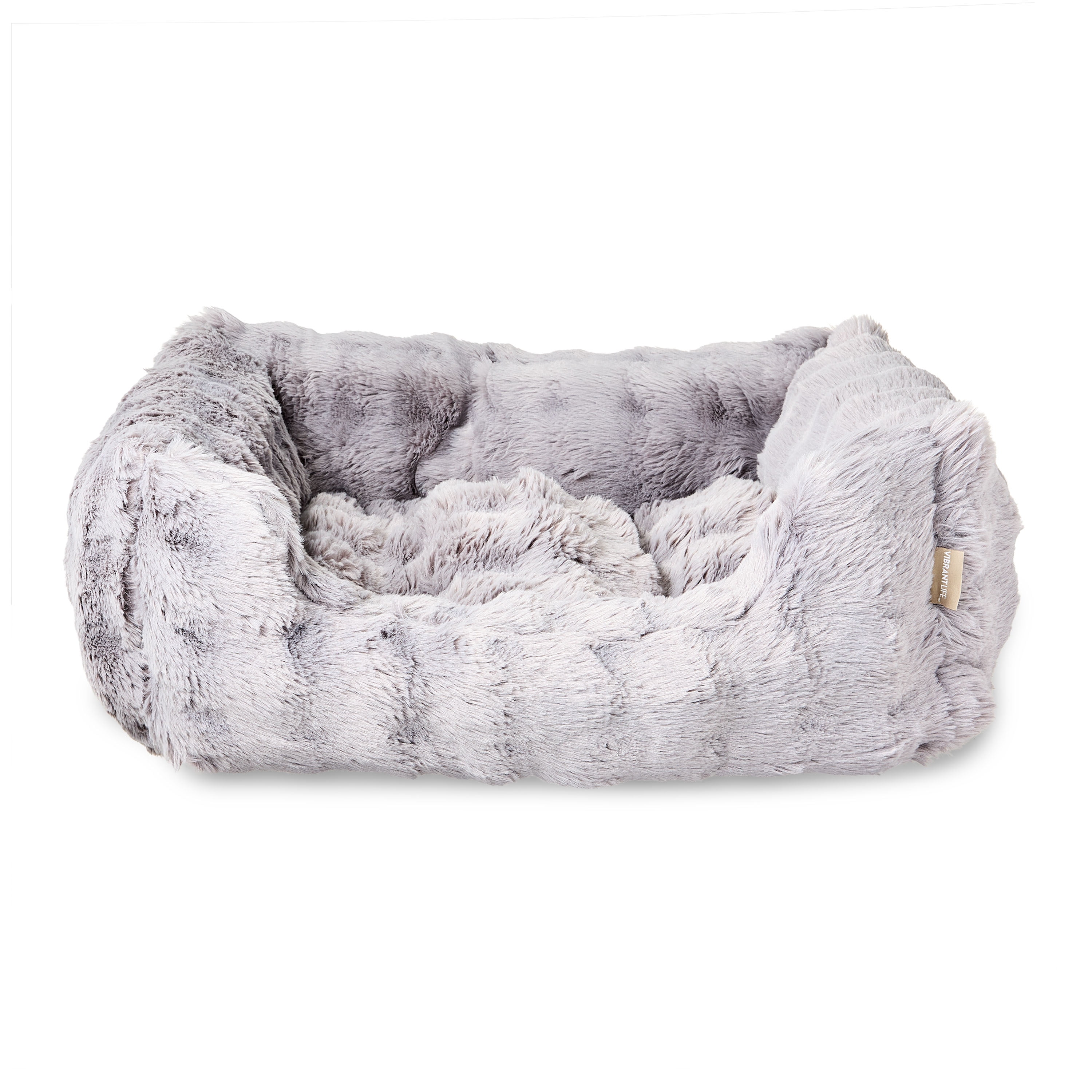 Vibrant Life Medium Bubble Faux Fur Orthopedic Cuddler Pet Bed, Gray, 24" x 20"