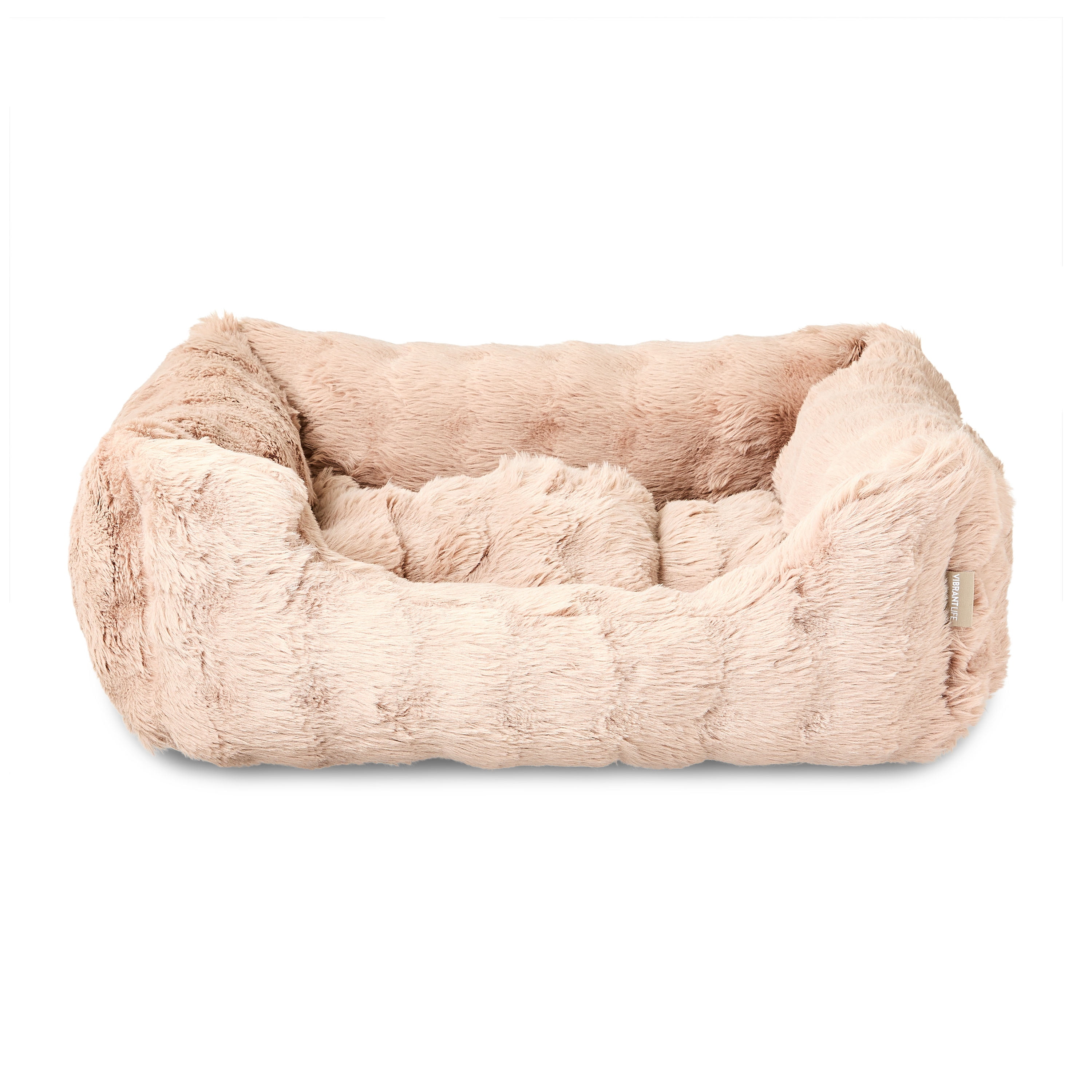 Vibrant Life Medium Bubble Faux Fur Orthopedic Cuddler Pet Bed, Tan, 24" x 20"