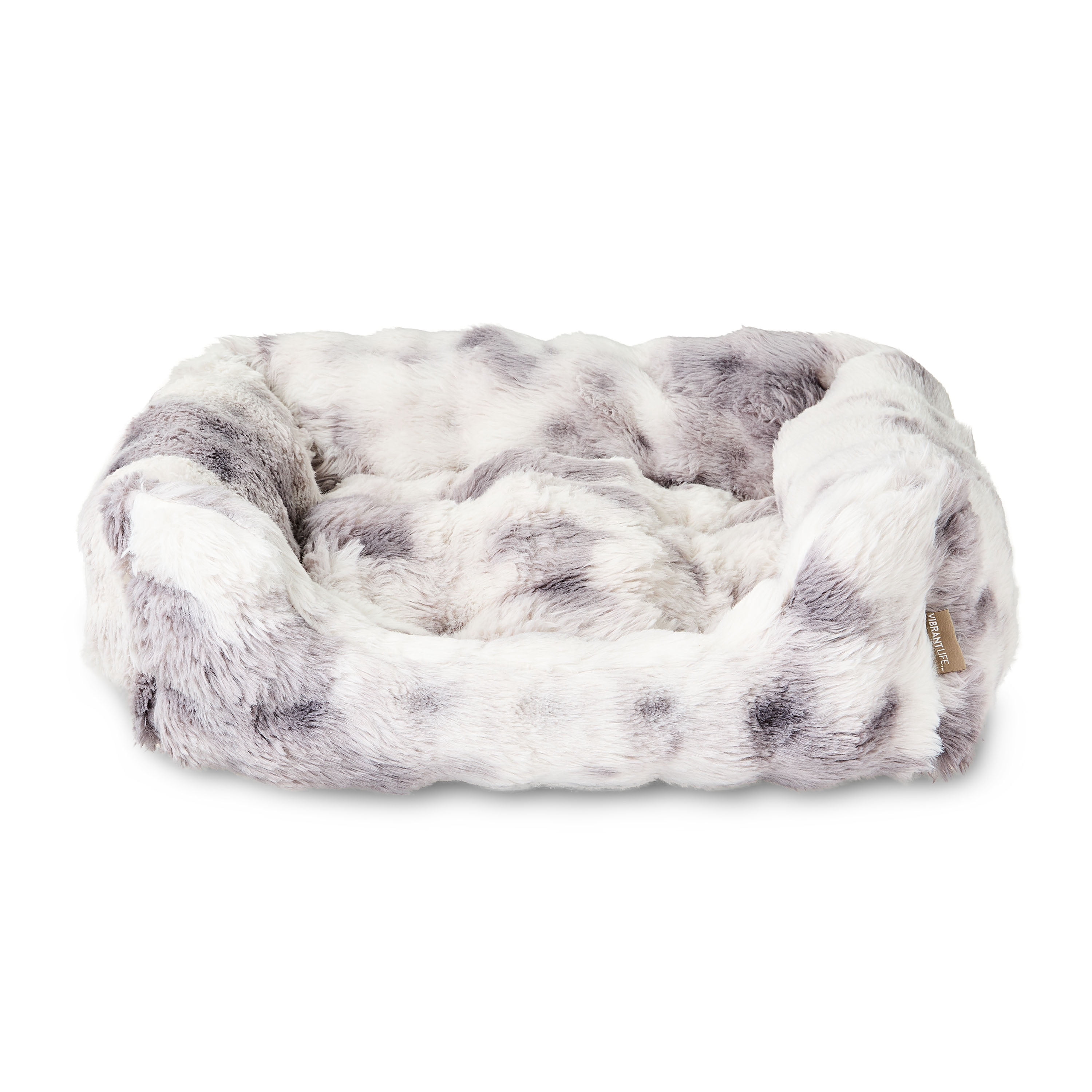 Vibrant Life Small Bubble Faux Fur Orthopedic Cuddler Pet Bed, Black and White, 22" x 15"