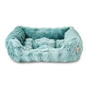 Vibrant Life Small Bubble Faux Fur Orthopedic Cuddler Pet Bed, Blue, 22" x 15"