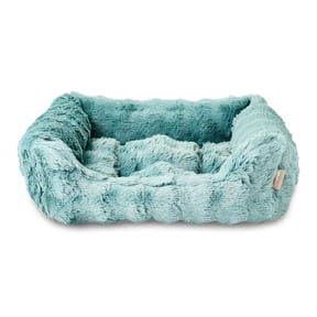 Vibrant Life Small Bubble Faux Fur Orthopedic Cuddler Pet Bed, Blue, 22" x 15"