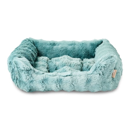 Vibrant Life Small Bubble Faux Fur Orthopedic Cuddler Pet Bed, Blue, 22" x 15"