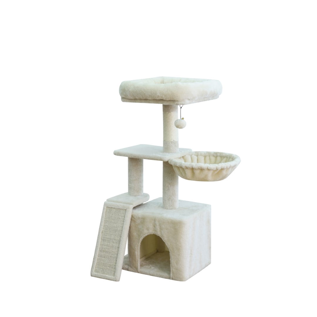 Vibrant Life Medium 4-Level 35" Cat Tree with Condo and Hammock, Beige