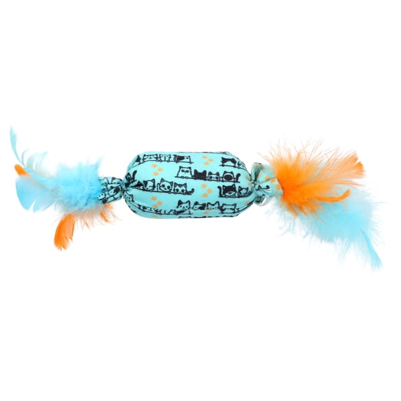 Vibrant Life Blue Catnip Candy Cat Toy with Feathers