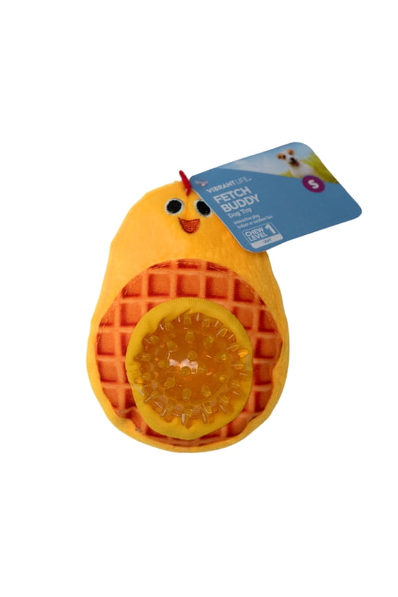 Fetch Buddy: Chicken Waffle Plush Dog Toy with Detachable Spikey Ball, Chew Level 1