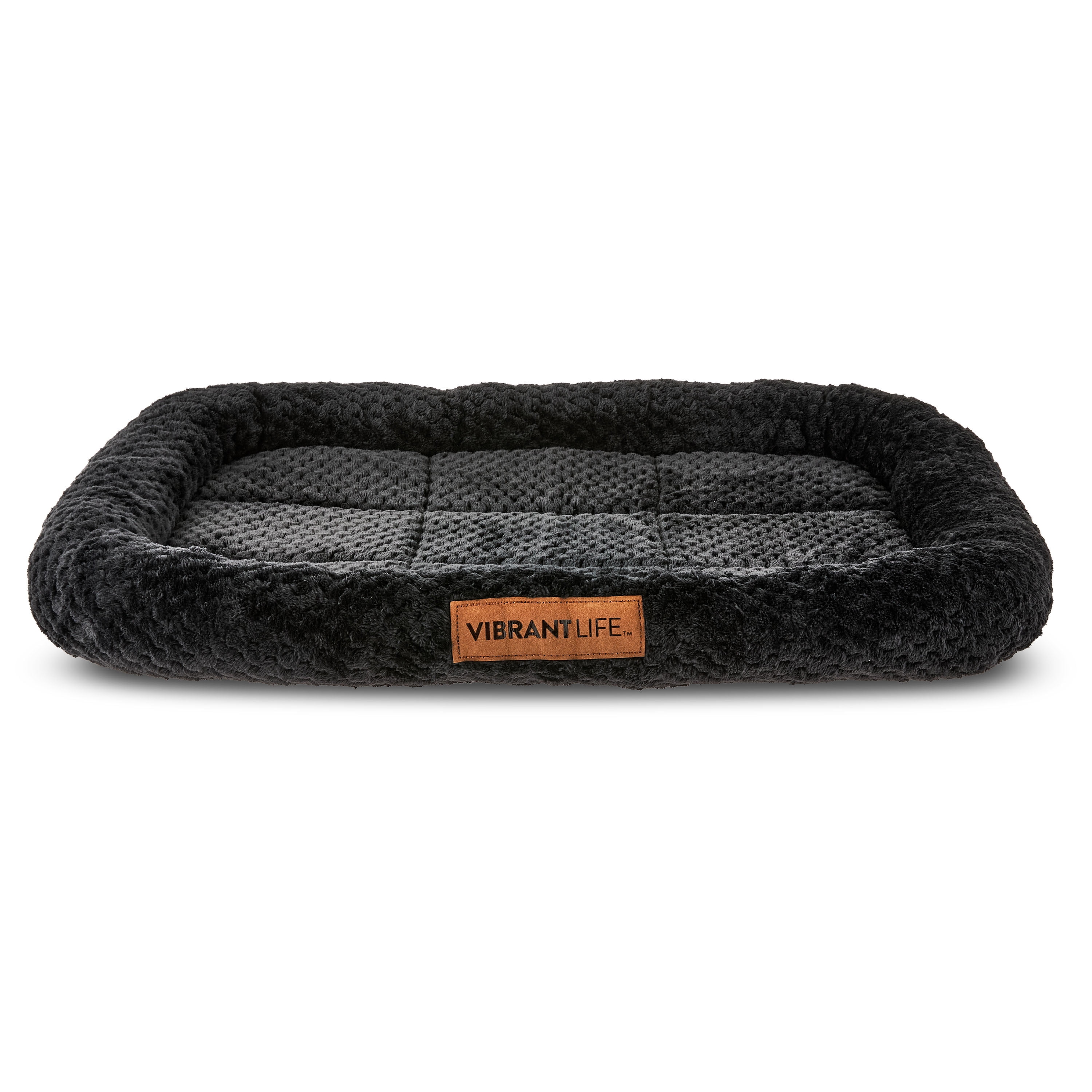 Vibrant Life Small Cozy Luxe Crate Mat Pet Bed, Dark Gray, 24" x 18"