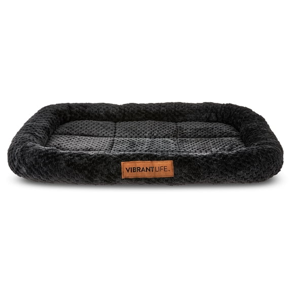 Vibrant Life Small Cozy Luxe Crate Mat Pet Bed, Dark Gray, 24" x 18"