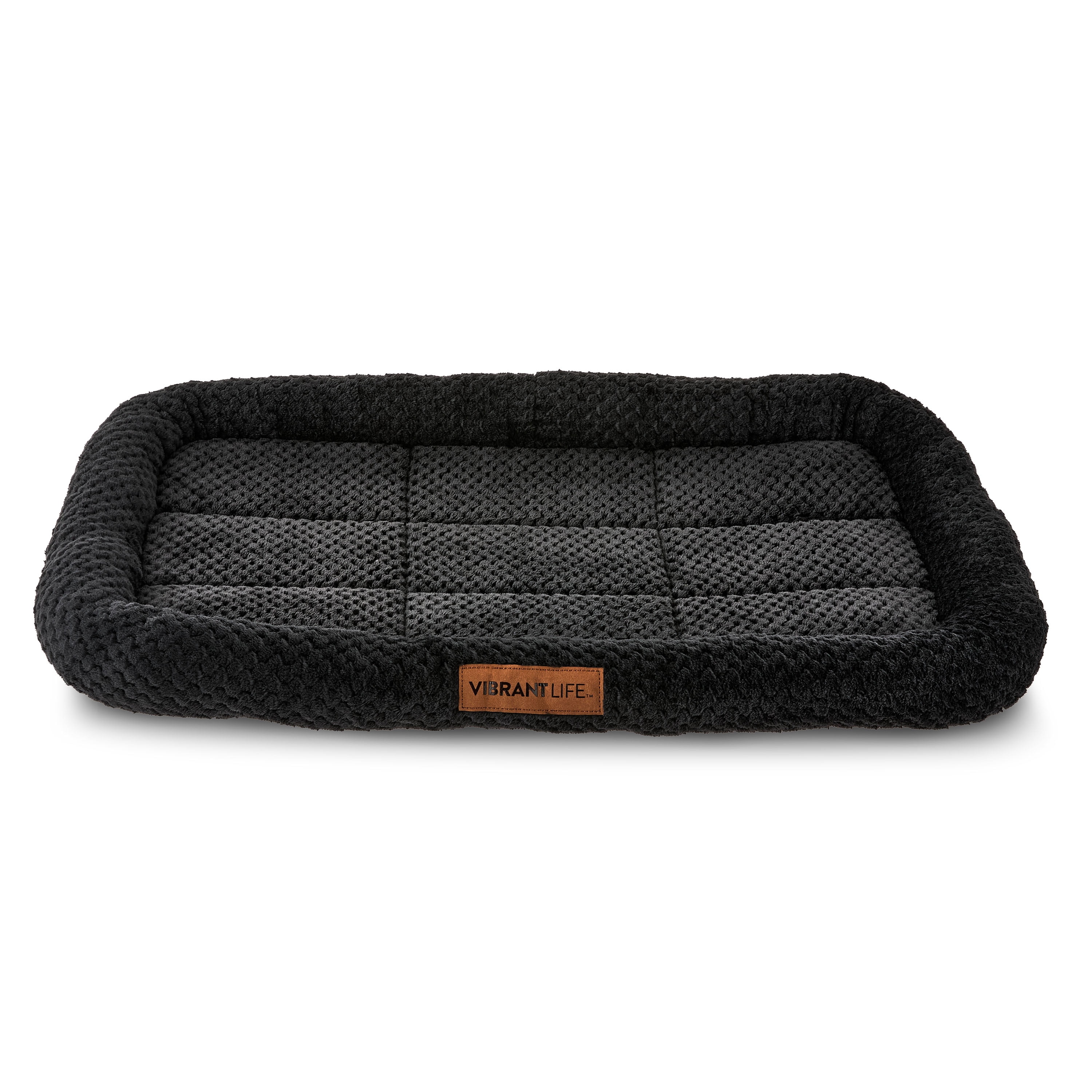 Vibrant Life Medium Cozy Luxe Crate Mat Pet Bed, Dark Gray, 30" x 20"