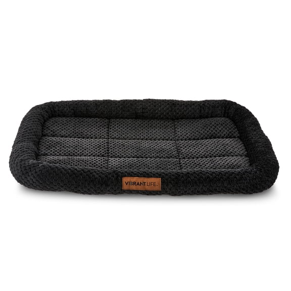 Vibrant Life Medium Cozy Luxe Crate Mat Pet Bed, Dark Gray, 30" x 20"