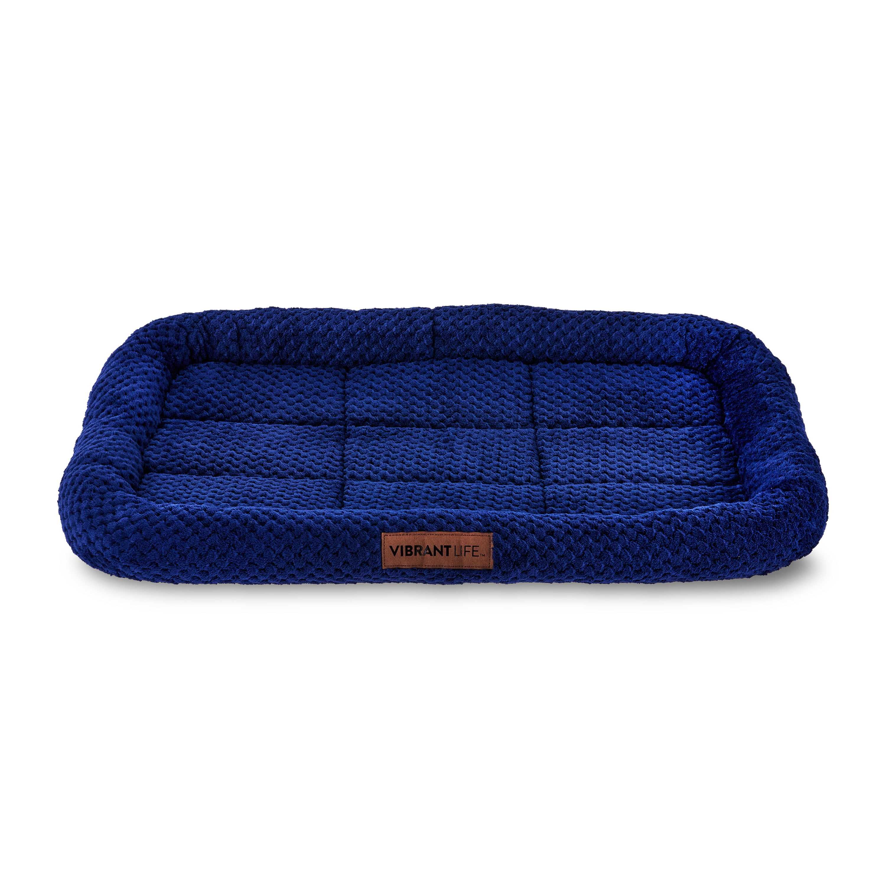 Vibrant Life Medium Cozy Luxe Crate Mat Pet Bed, Navy, 24" x 18"