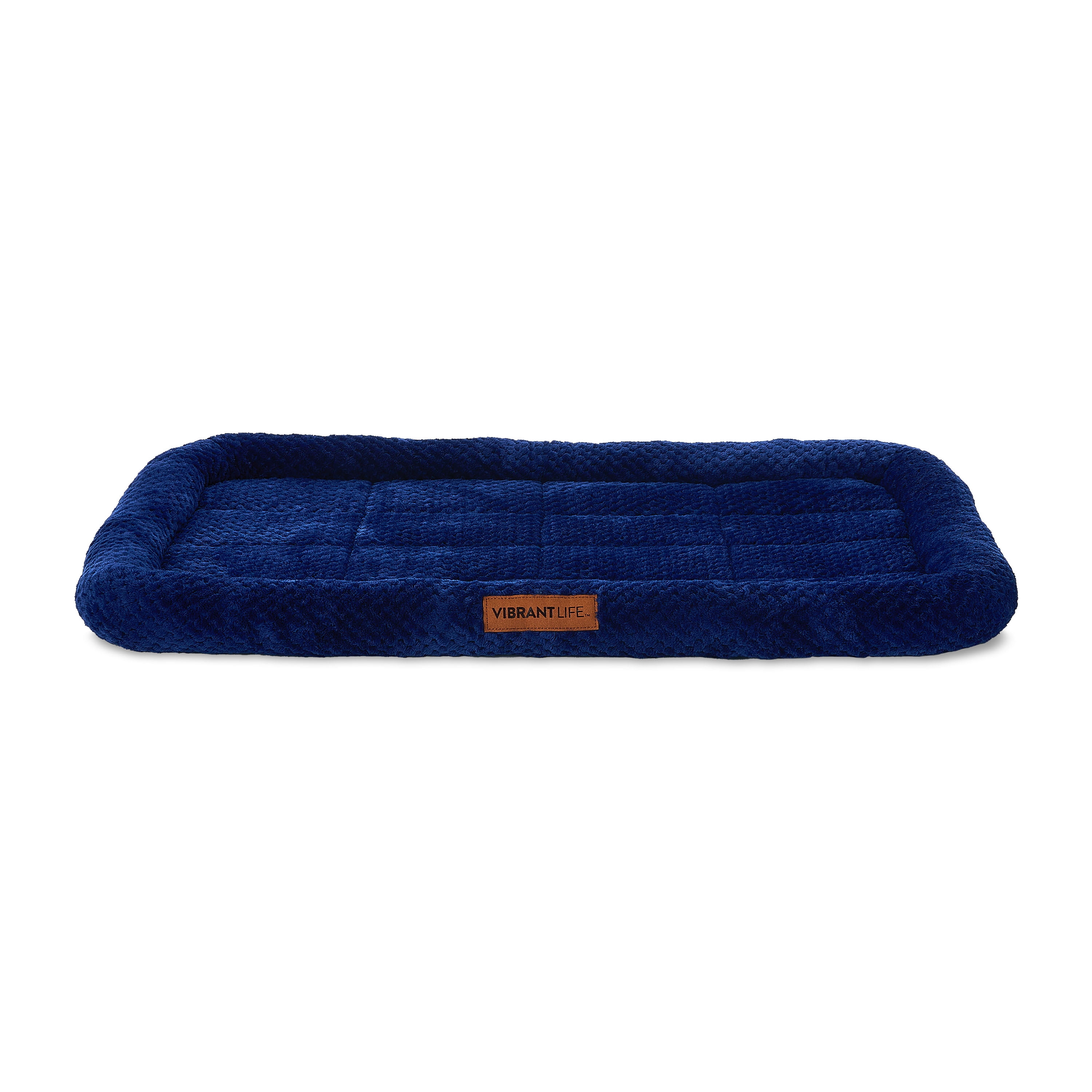 Vibrant Life Large Cozy Luxe Crate Mat Pet Bed, Navy, 36" x 22"