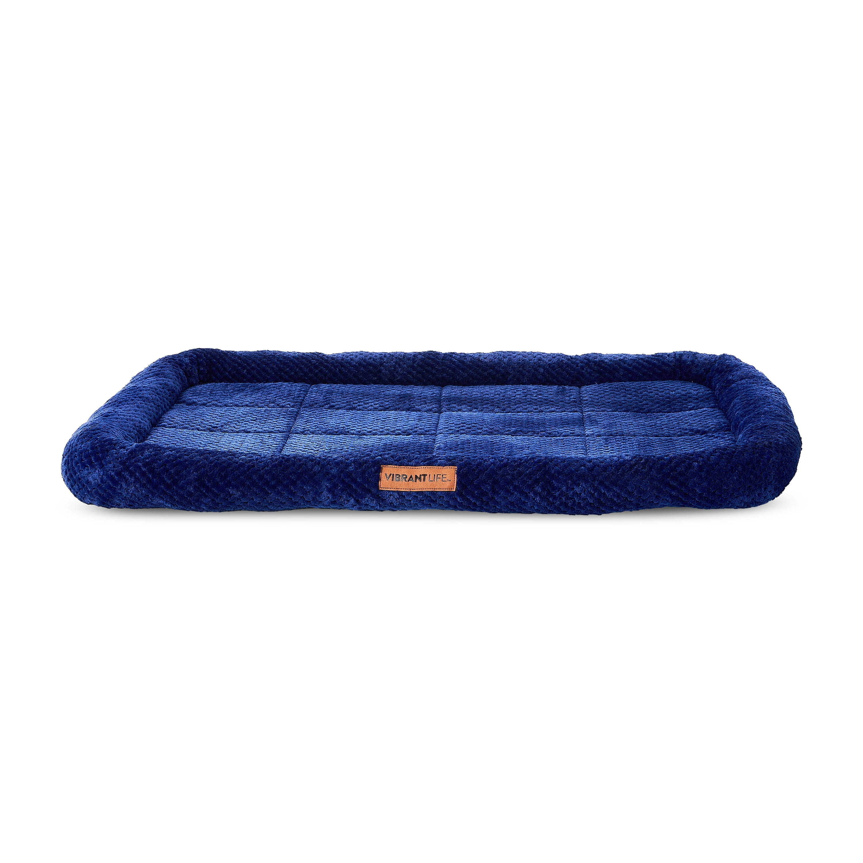 Vibrant Life Extra Large Cozy Luxe Crate Mat Pet Bed, Navy, 42" x 34"