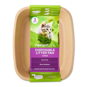 Vibrant Life Disposable Water-Resistant Cat Litter Box, 3 Count