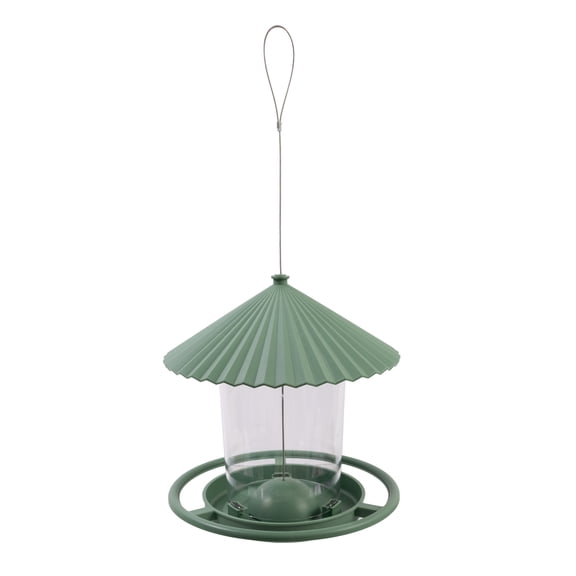 Vibrant Life Green Hanging Hopper Bird Feeder, 5 lbs Capacity, Durable Plastic