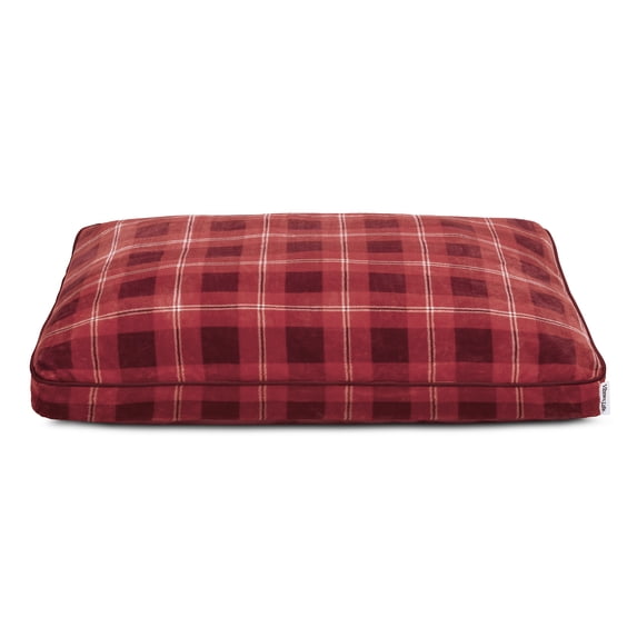 Vibrant Life Large Deluxe Gusset Pillow Pet Bed, 42" x 32", Fireside Plaid