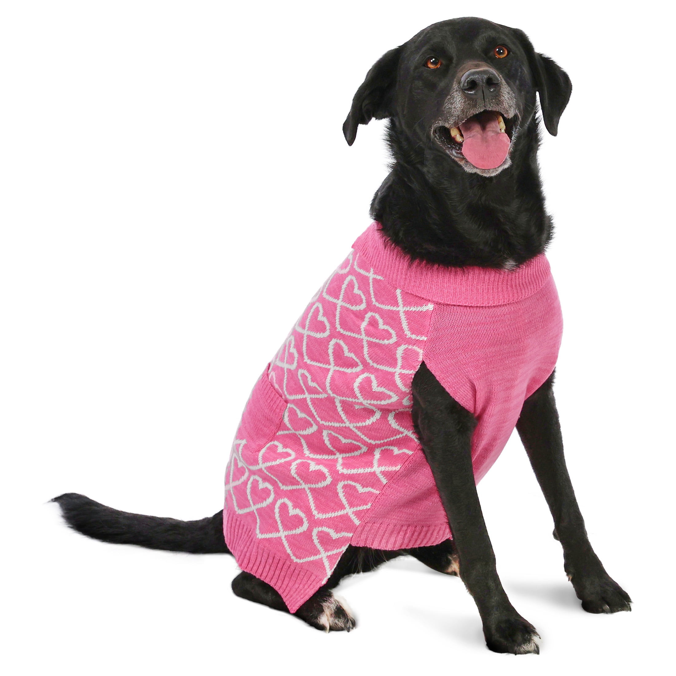 Vibrant Life Sweater for Dogs, Hearts with Pearl Buttons, Pink, L