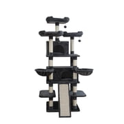 Vibrant Life Heavy Duty 8-Level 66" Cat Tree with Scratching Ramp, Two Condos and Hammocks, Dark Gray