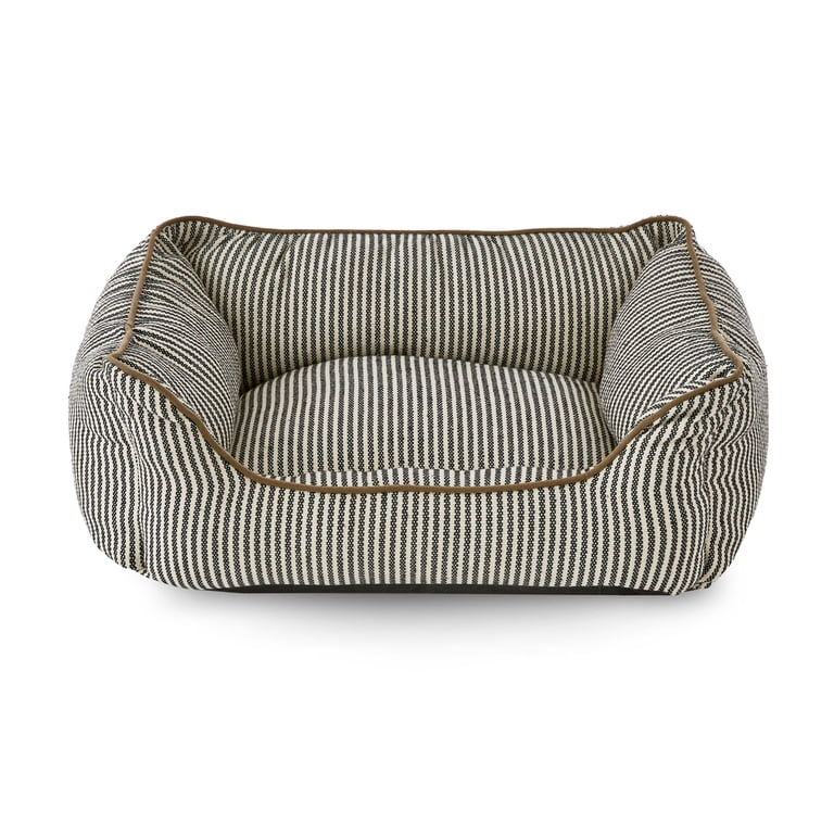 アウトドア寝具 DOG COT ND ver RETRO STRIPE WHAT WE WANT Vibrant Life Medium High-Walled Cuddler Dog Bed, Black and White