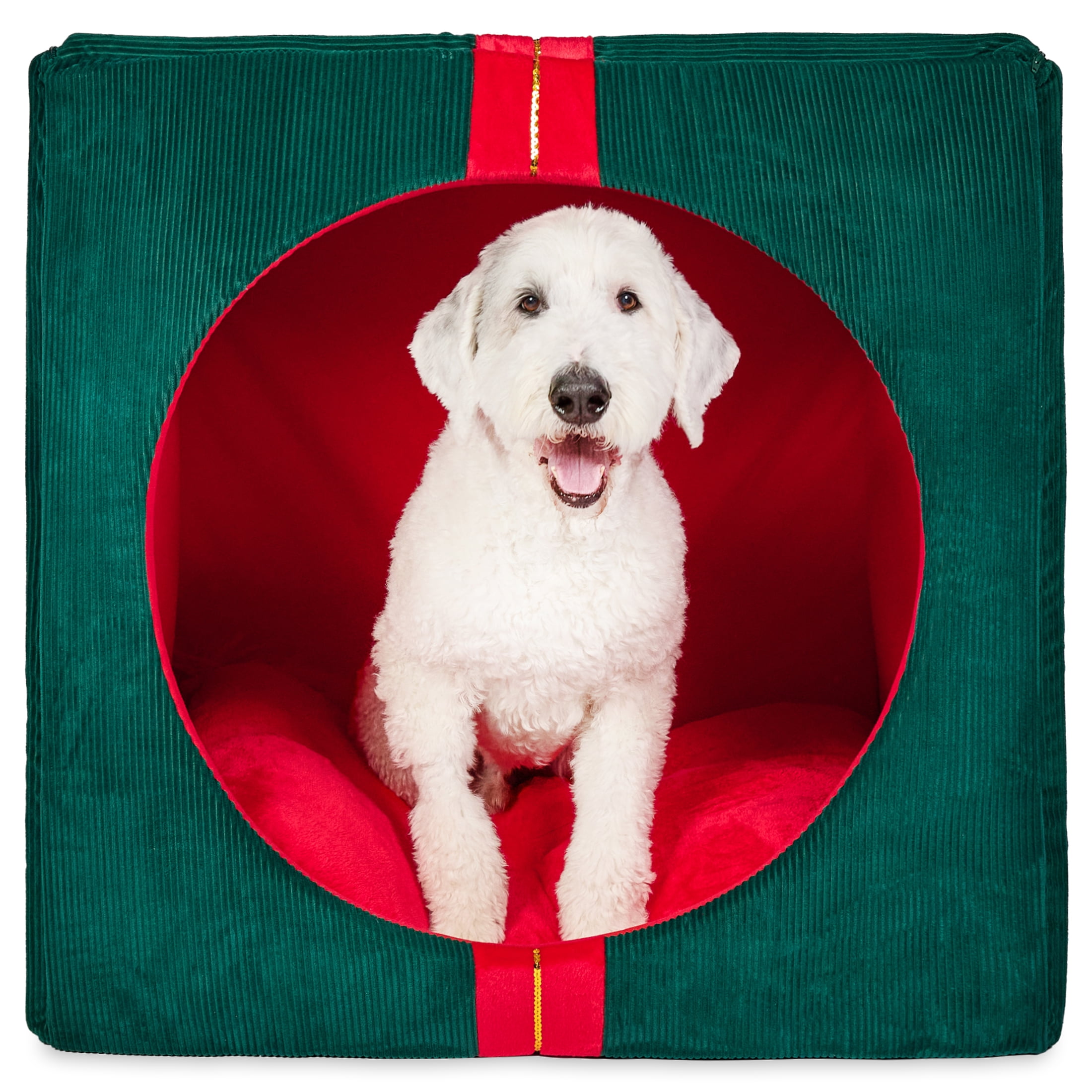 Vibrant Life Holiday Gift Extra Large Pet Bed, Red and Green, 36