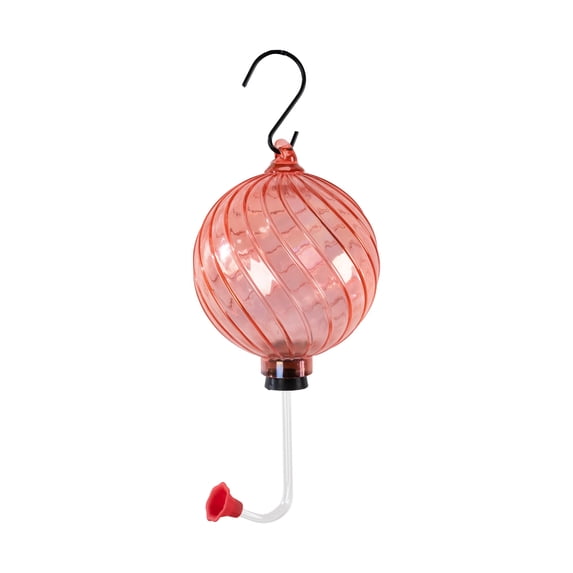 Vibrant Life Iridescent Globe Pink Glass Hummingbird Feeder, 30 oz Capacity