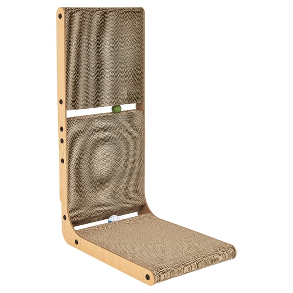 Vibrant Life L-Shaped Cat Scratcher with Dual-Surface Scratchers, Brown, 27"