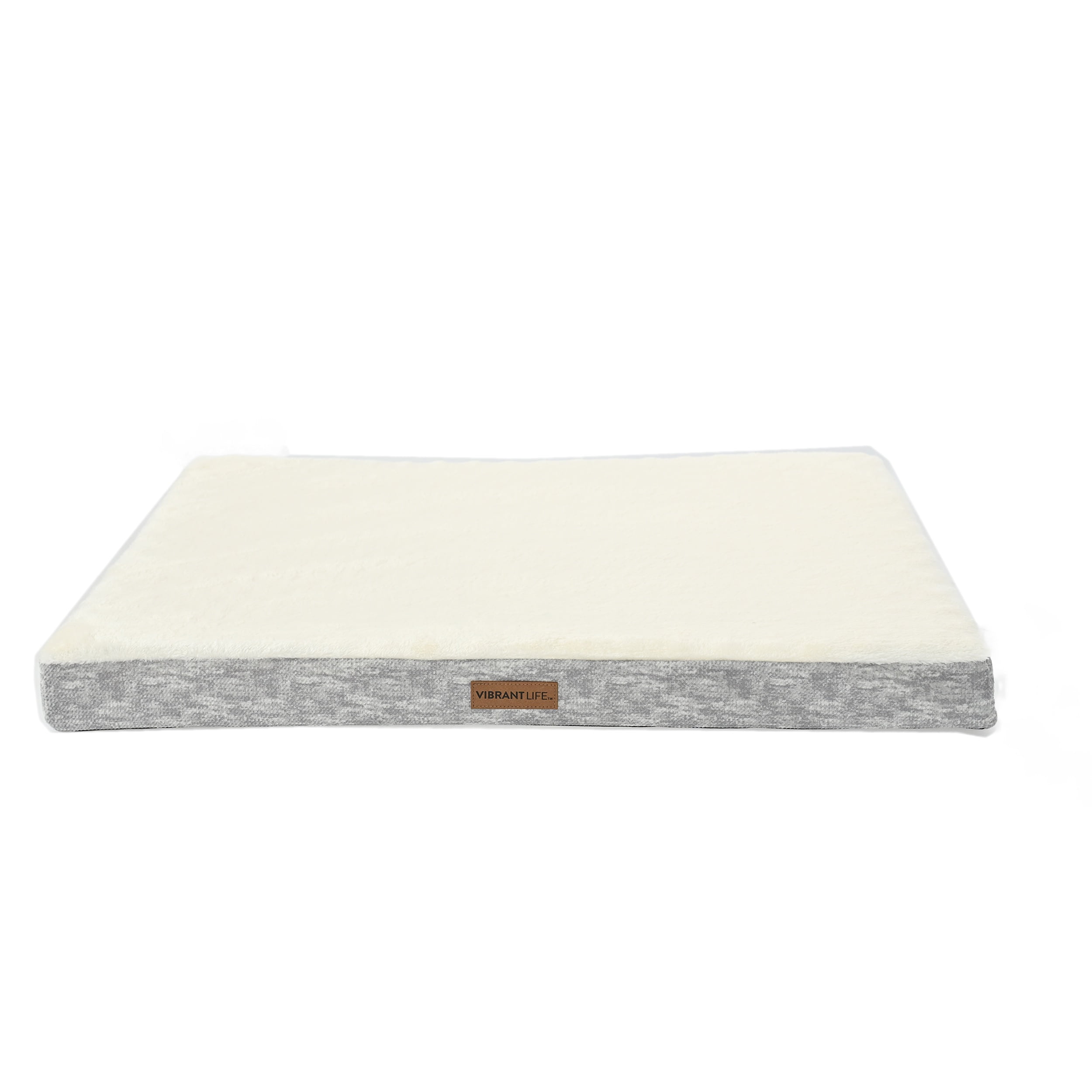 Vibrant Life Large Orthopedic Foam Mat Pet Bed, Gray and White, 35" x 25"