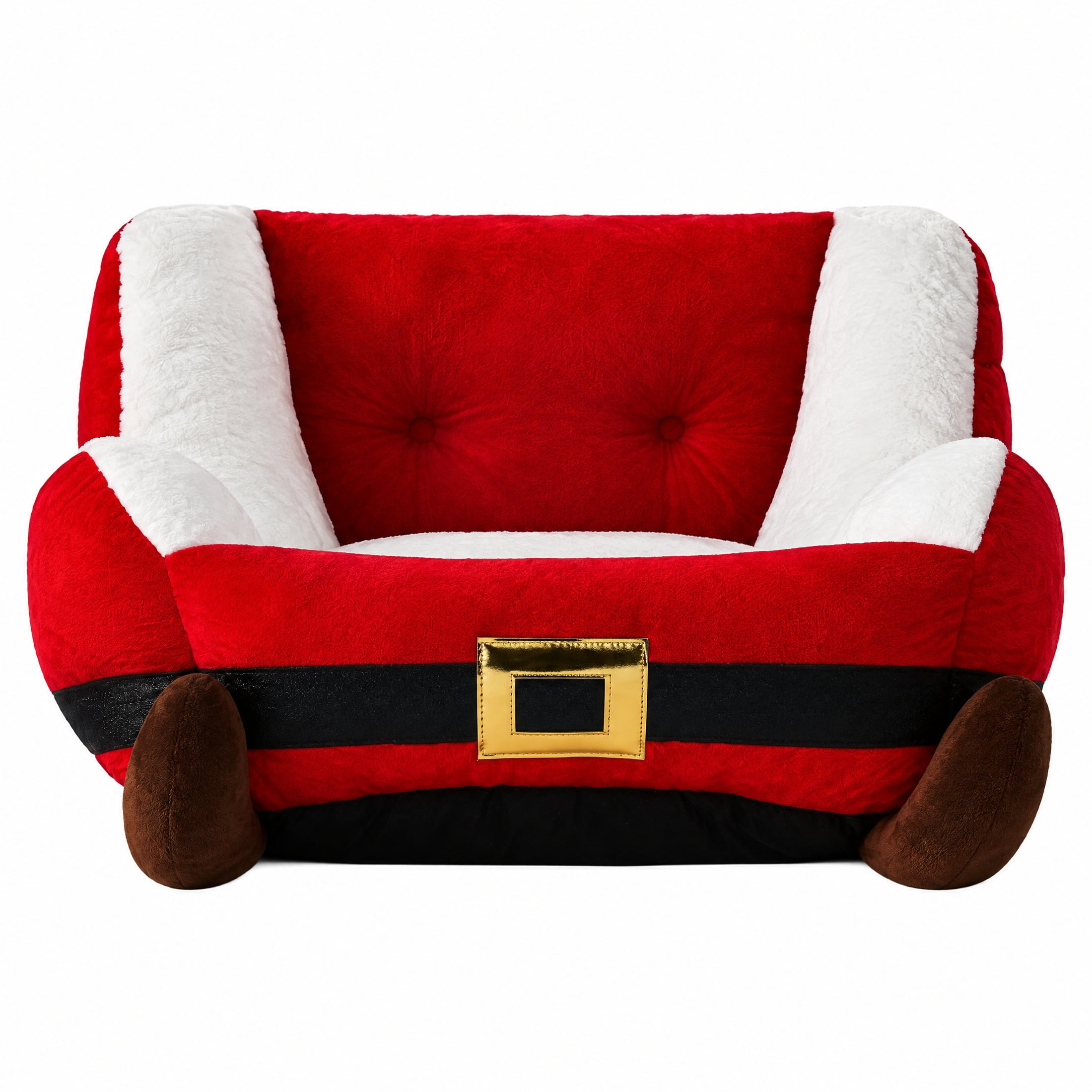 Vibrant Life Holiday Medium Sleigh Pet Bed, Red/White/Black, 30" x 23" x 15"