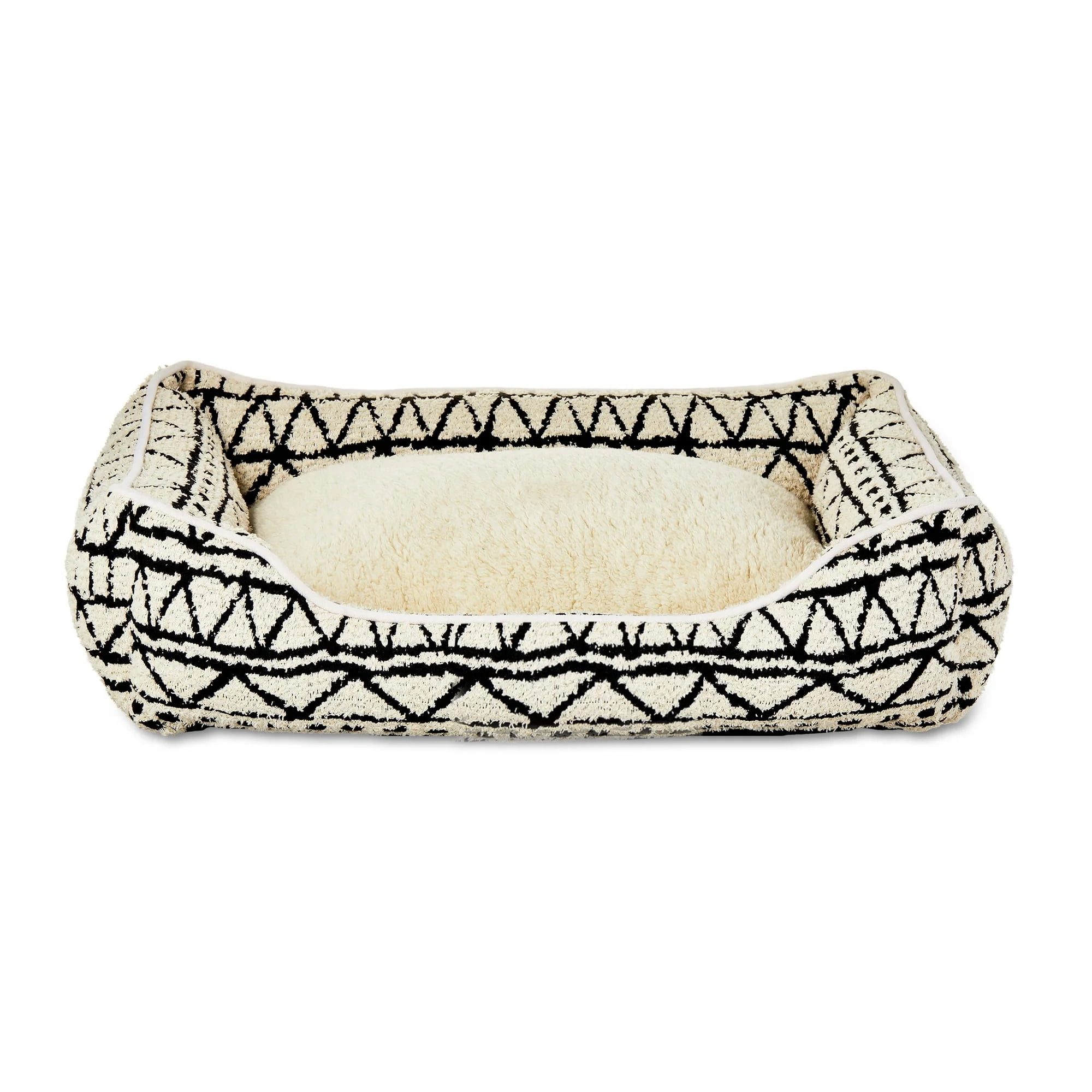 Vibrant Life Soft Cushion Boho Pet Bed, Black and Cream, 27" x 21"