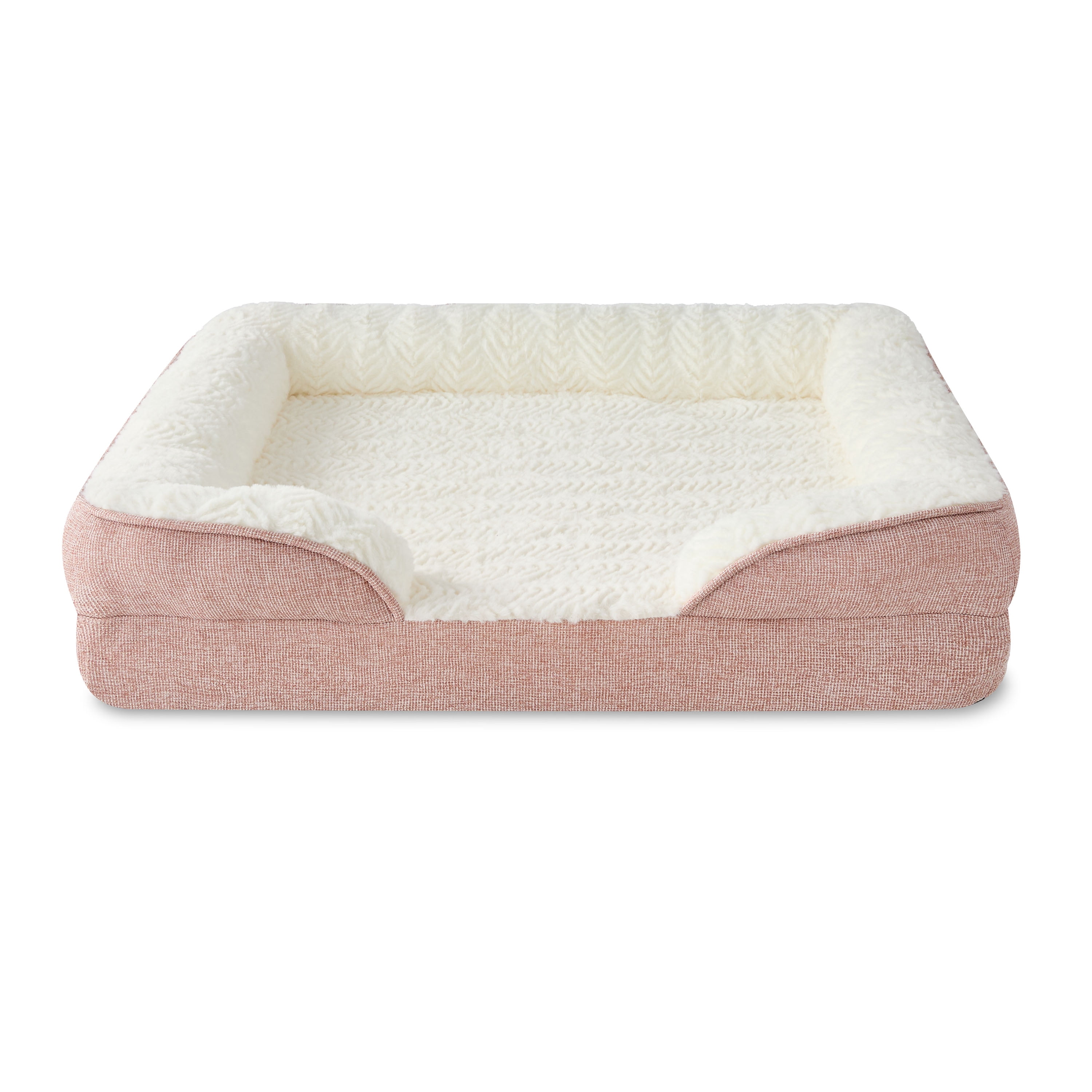 Vibrant Life Small Orthopedic Bolster Dog Bed, Pink, 23" x 28"