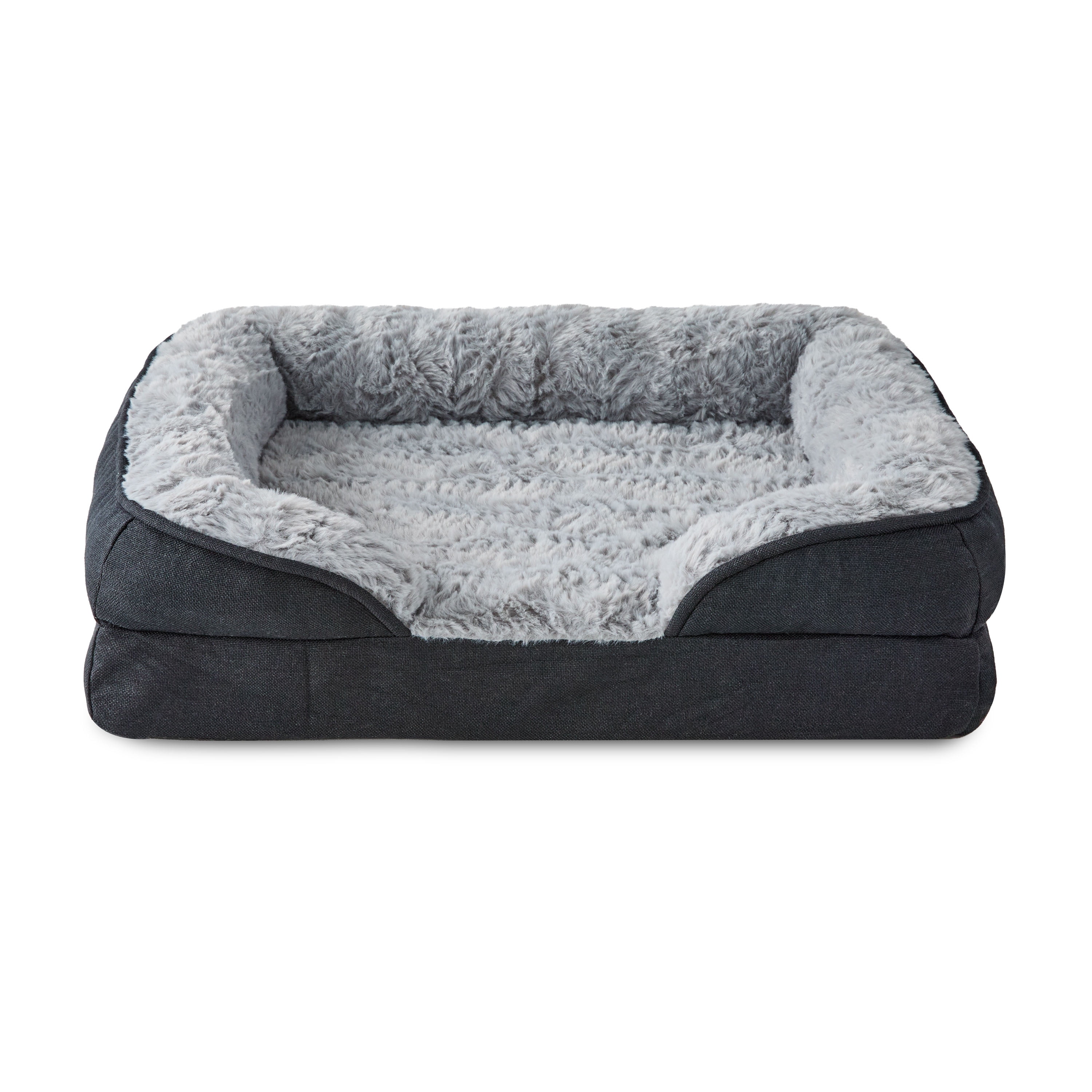 Vibrant Life Extra Small Orthopedic Bolster Dog Bed, Black, 15" x 20"