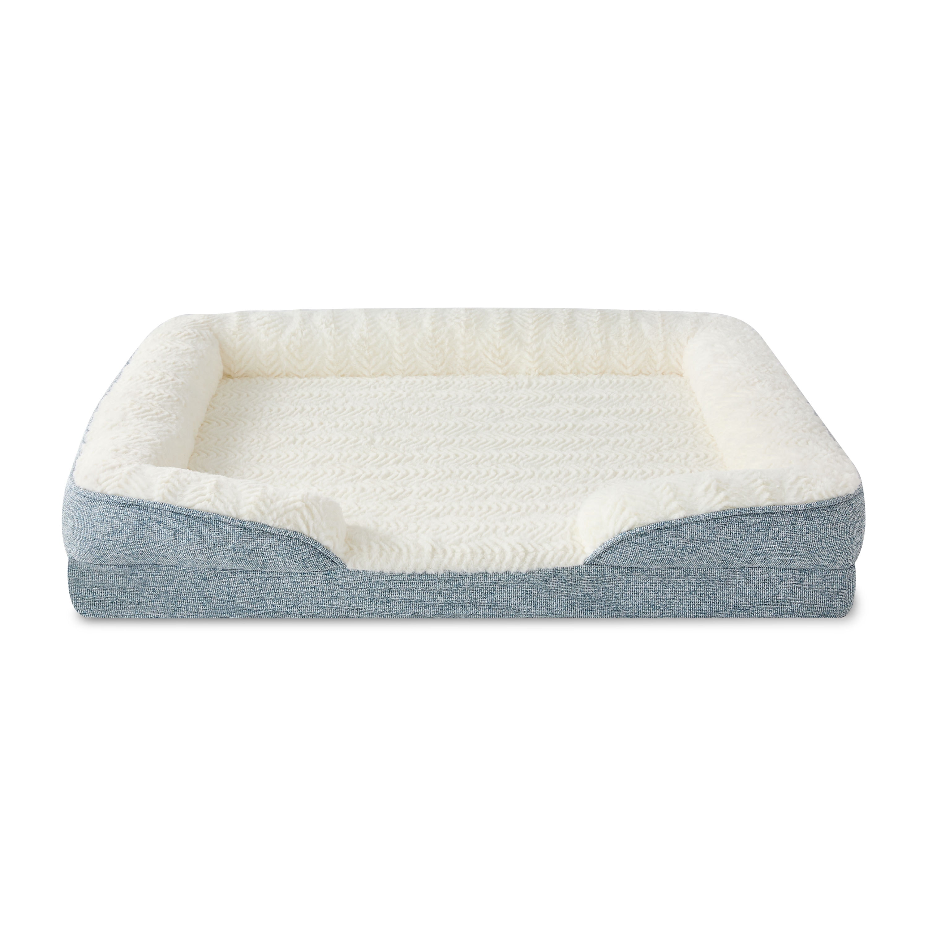 Vibrant Life Medium Orthopedic Bolster Dog Bed, Blue, 25" x 35"