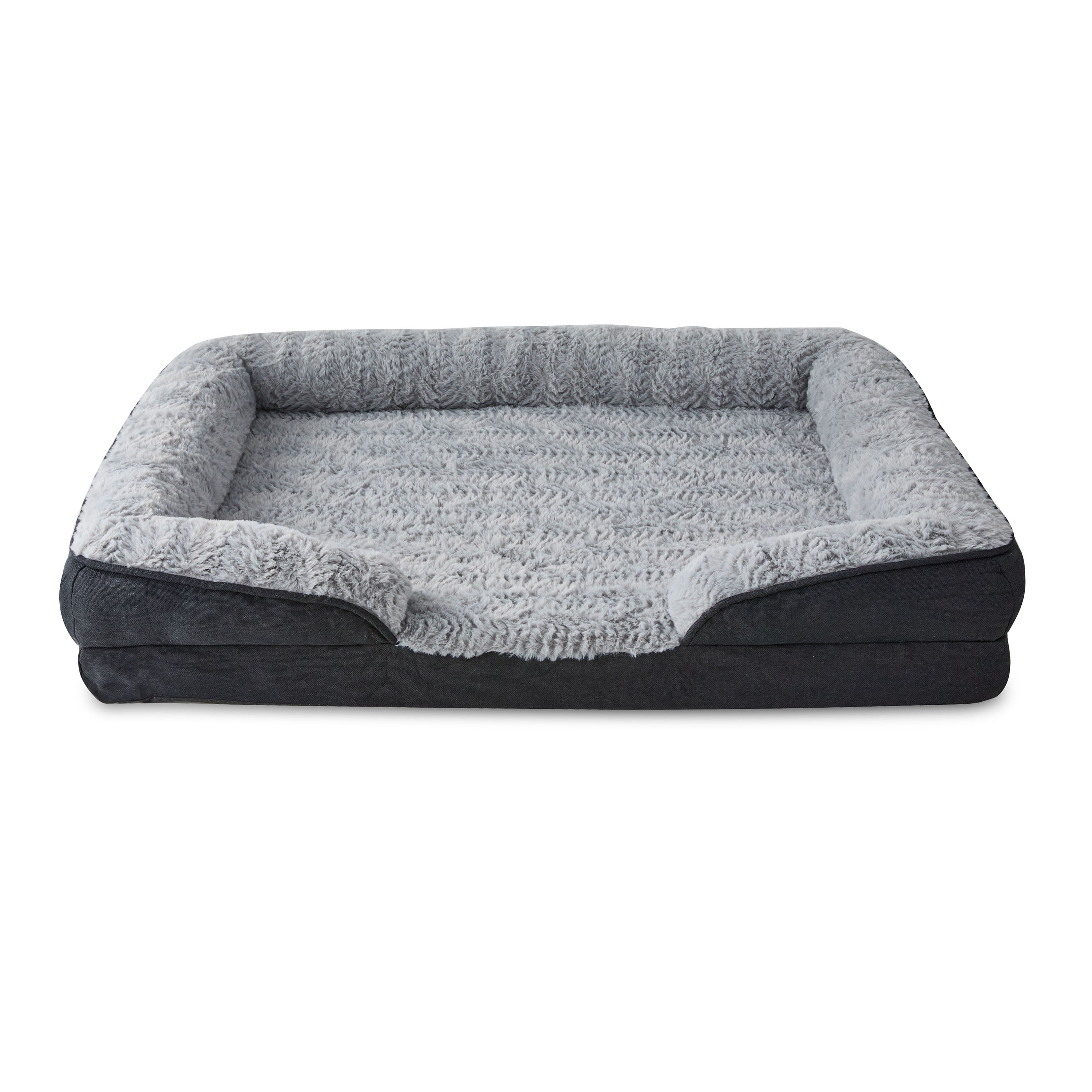 Vibrant Life Medium Orthopedic Bolster Dog Bed, Black, 25" x 35"