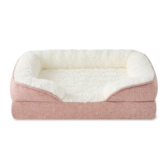 Vibrant Life Extra Small Orthopedic Bolster Dog Bed, Pink, 15" x 20"