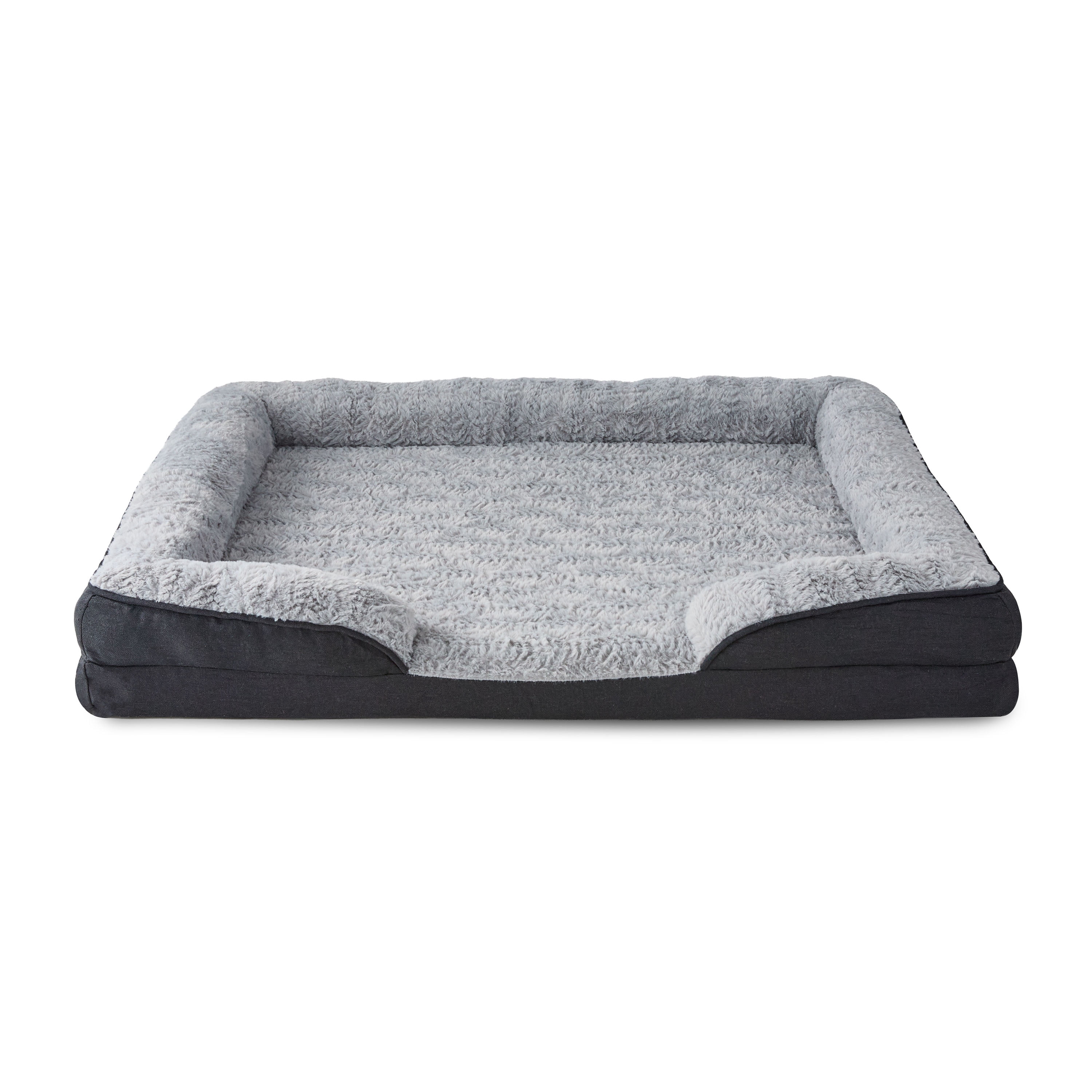 Vibrant Life Large Orthopedic Bolster Dog Bed, Black, 32" x 42"