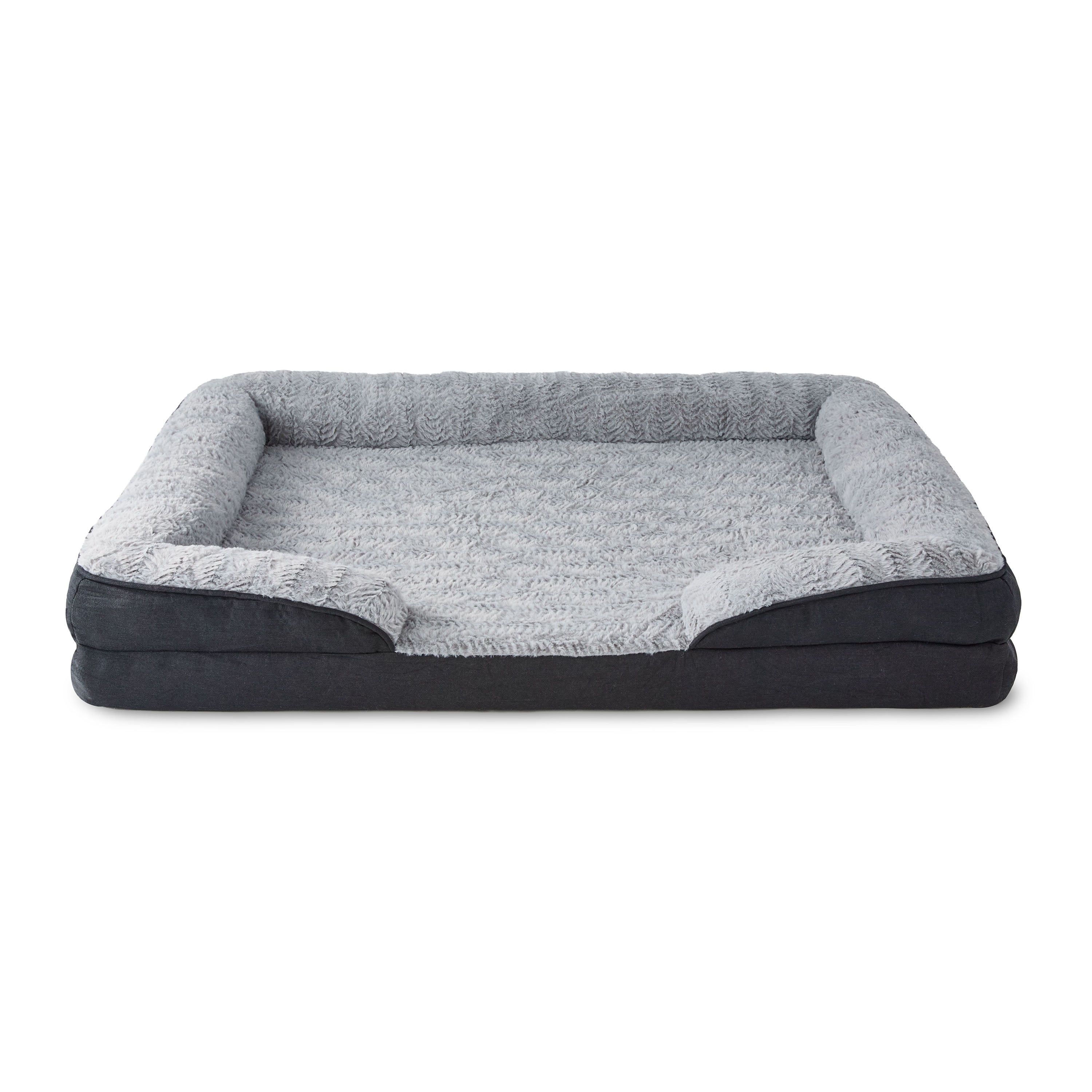 Vibrant Life Extra Large Orthopedic Bolster Dog Bed, Black, 35" x 48"