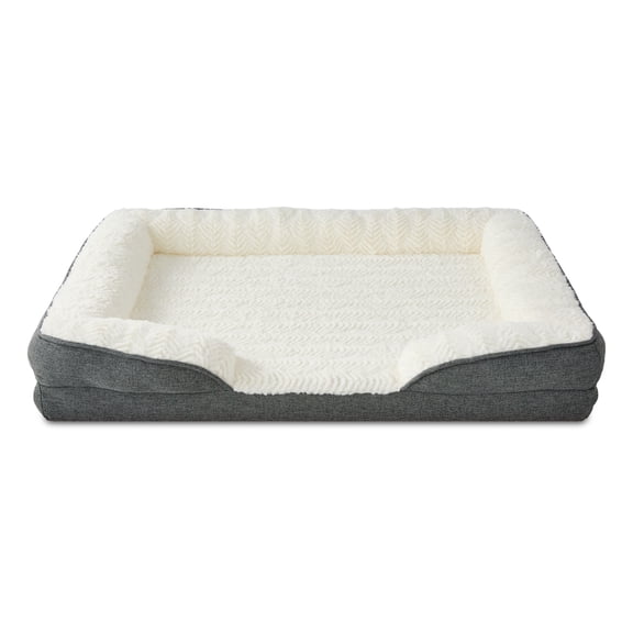 Vibrant Life Medium Orthopedic Bolster Dog Bed, Gray, 25" x 35"
